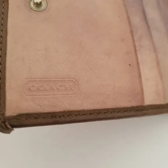 Coach Wallet Canvas Leather Signature Bifold 4x4 Small Brown Compact Logo Buckle - Picture 4 of 10